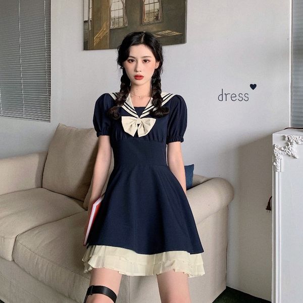 

japanese summer navy vintage sailor collar lolita women uniform party soft girl cute cosplay anime mini, Black;gray