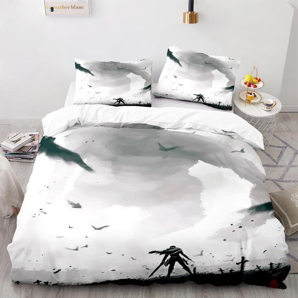 

bedding sets attack on titan set single twin full  king size bed children's kid bedroom duvetcover 058