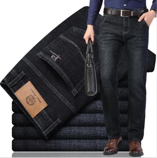 

men's jeans autumn winter thick loose straight youth slim pants, Blue