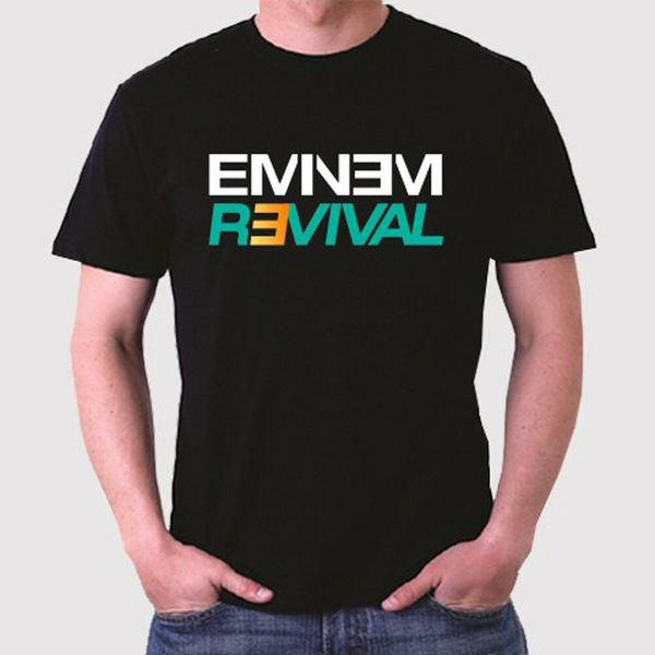 

new eminem revival logo rap hip hop men's black t-shirt size s to 3xl, White;black