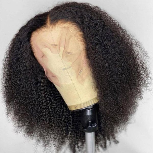 

lace wigs mongolian afro kinky curly human hair wig 200% density 13x4 glueless frontal pre-plucked brazilian, Black;brown