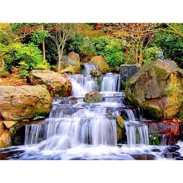 

waterfall scenery acrylic paint by numbers set oil painting for adults diy kits on canvas picture drawing coloring number paintings