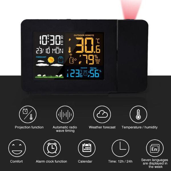 

home digital led display projection alarm clock forecast electronic indoor outdoor temperature weather station humidity monitor other clocks