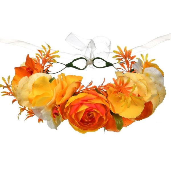 

hair accessories fashion flower wreath crown garland hairband for wedding party festival lady headband girls orange