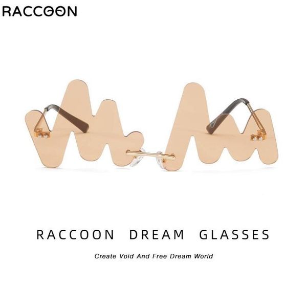 

sunglasses personality wave rimless sun women brand fashion punk glasses female frameless blue party eyewear unique hip hop, White;black