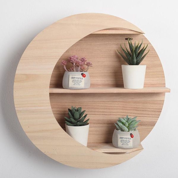 

other home decor 1pc wooden storage rack wall mounted creative moon shape