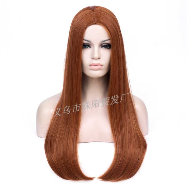 

fashion wig with large head and long straight hair universal halloween style, Black