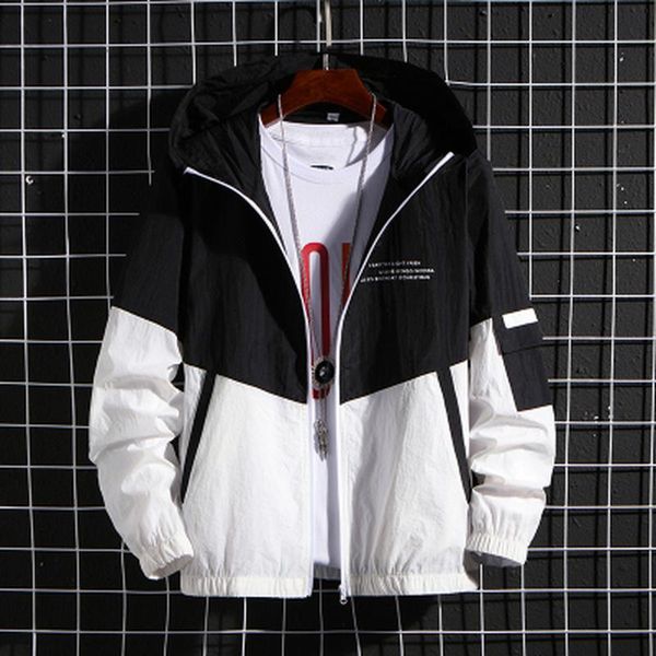 

men's jackets men's windbreaker summer sun protection jacket outwear sports cycling loose hooded patchwork male coats men brand clo, Black;brown
