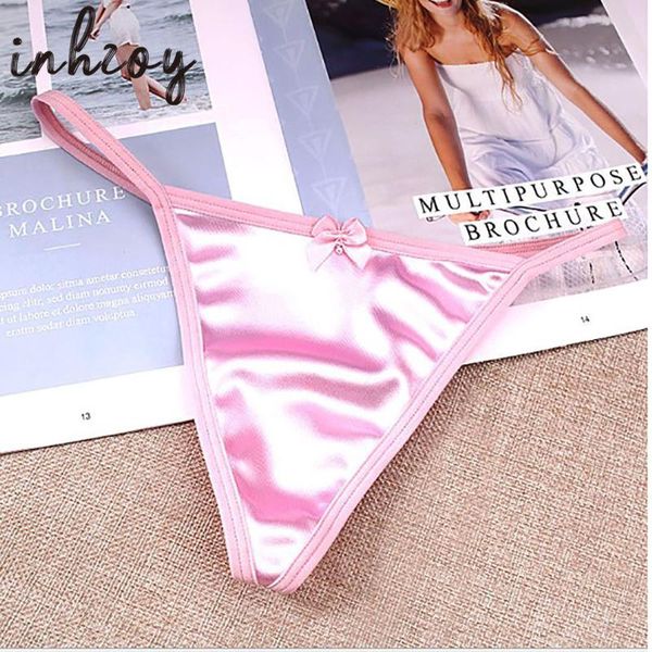 

women's panties women tanga bikini briefs satin silky erotic mini g-string knickers sissy shiny t-back underwear, Black;pink