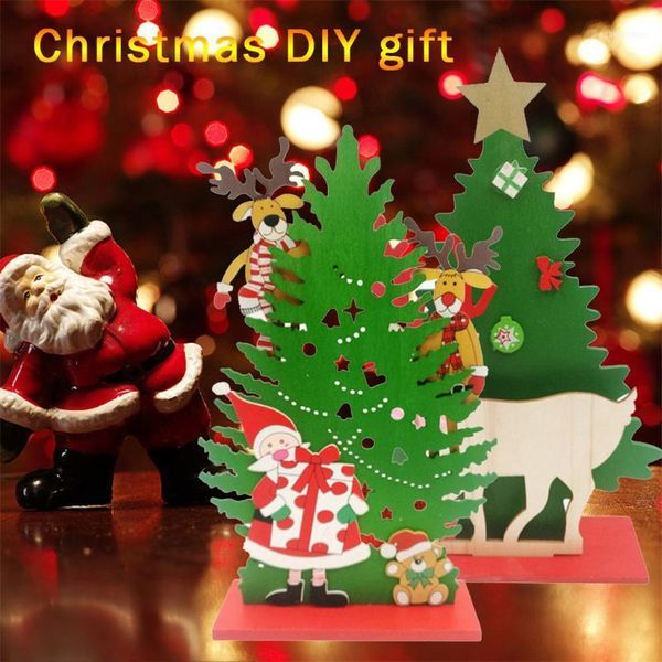 

christmas decorations diy office desk decoration gifts wooden assembled single creative pendants ornaments1