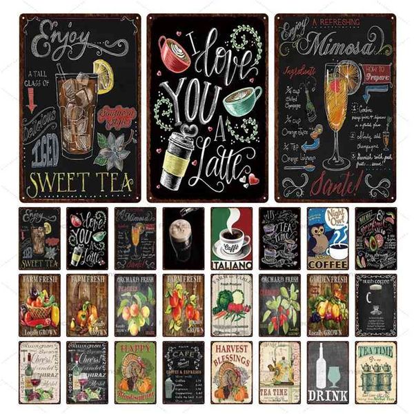

Kitchen Decor Metal Signs Farm Fresh Retro Juice Vegetables Tin Sign Plates Home Restaurant Decoration Plaque Iron Paintinga