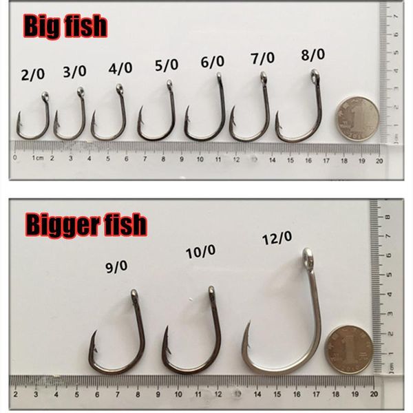 

fishing hooks bigger hook thickened high carbon steel wire hole eye circle fishhook barbed sea ferocious fish grouper pike bass trout