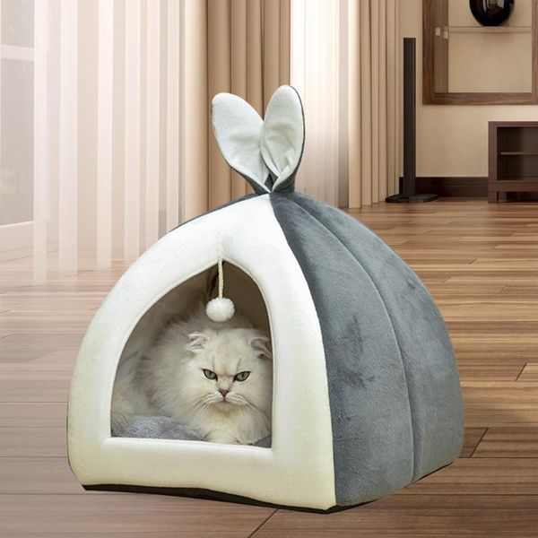 

cat beds & furniture sleep bed warm pet basket cozy kitten lounger cushion dog house tent soft puppy mat fodable semi-closed cave pets suppl