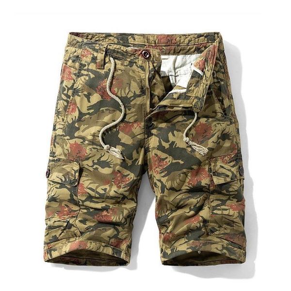 

camouflage loose cargo shorts men cool summer he camo short pants homme no belt men's, White;black