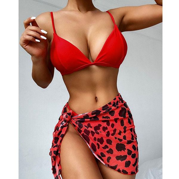 

women's swimwear cosomina red bikinis swimsuits push up leopard mesh three piece biquini high cut bathing suit beachwear, White;black