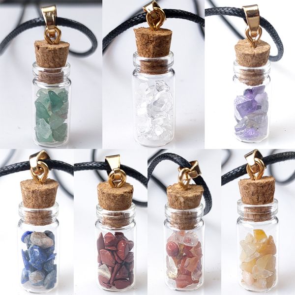 Рейки целебный красочный натуральный камень обломки 7 чакра-оргон энергии подвеска, желающие бутылочки для женщин мужчин ювелирные изделия