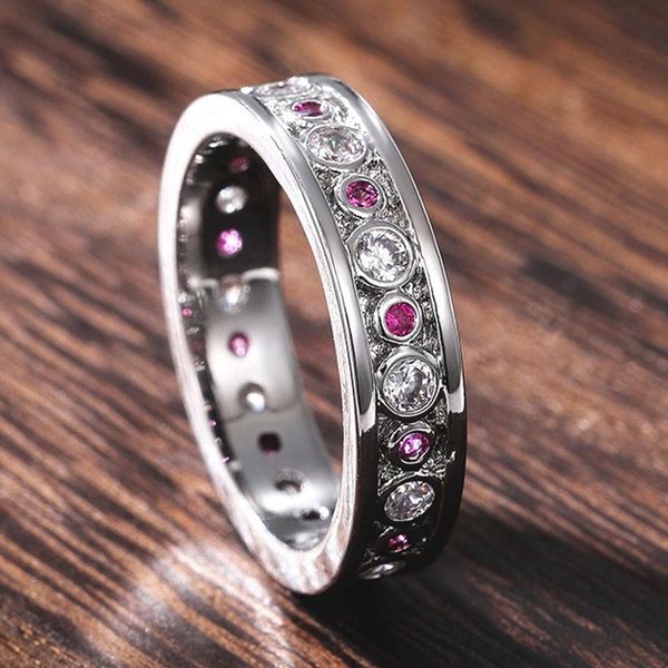 

wedding rings luxury round cubic zirconia promise colorful cz dazzling proposal engagement for women simple stylish jewelry, Slivery;golden