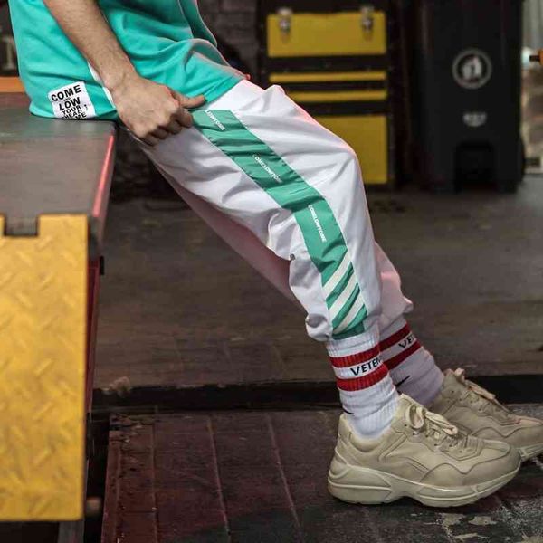 

trendy street hip hop loose men's lace up leggings sports fitness casual pants, Black