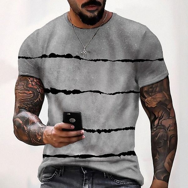 

men's tee t shirt shirt 3d print striped graphic prints crew neck daily holiday print short sleeve casual designer big and tall gray /, White;black