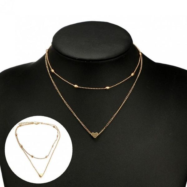 

chokers alloy chic heart pendant women necklace sturdy choker electroplating for party, Golden;silver