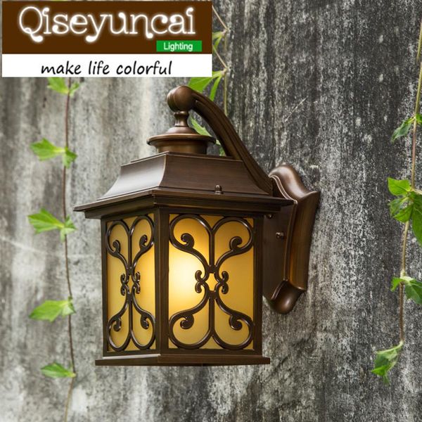 

qiseyuncai european style waterproof outdoor led aluminum wall lamp retro balcony stair outer courtyard lamps