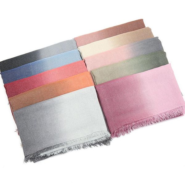 

scarves classic silver silk fur shawl long scarf air conditioning gradient color multi-purpose pashmina print four seasons, Blue;gray