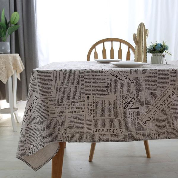 

simple modern spaper cotton and linen tablecloth rectangular english alphabet thickened dirty coffee table cloth