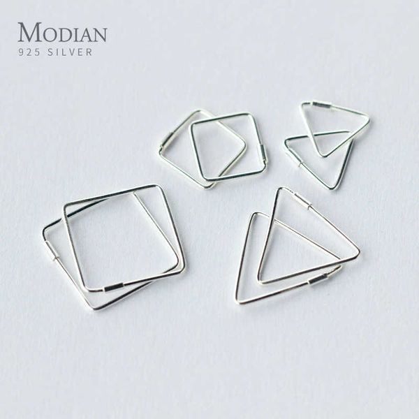

minimalist geometric square triangle real 100% 925 sterling silver anti-allergy stud earring for women girl fine jewelry 210707, Golden;silver