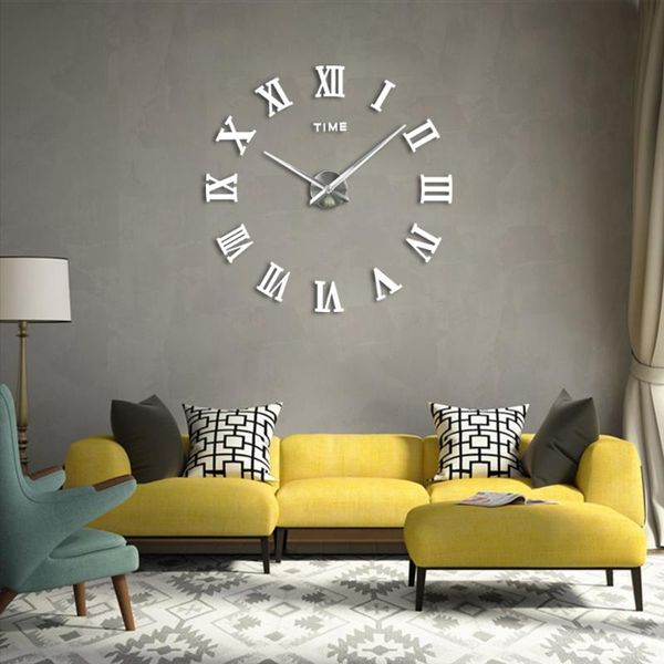 

wall clocks 3d clock diy acrylic mirror stickers 2021 modern style luxury home decor large roman quartz