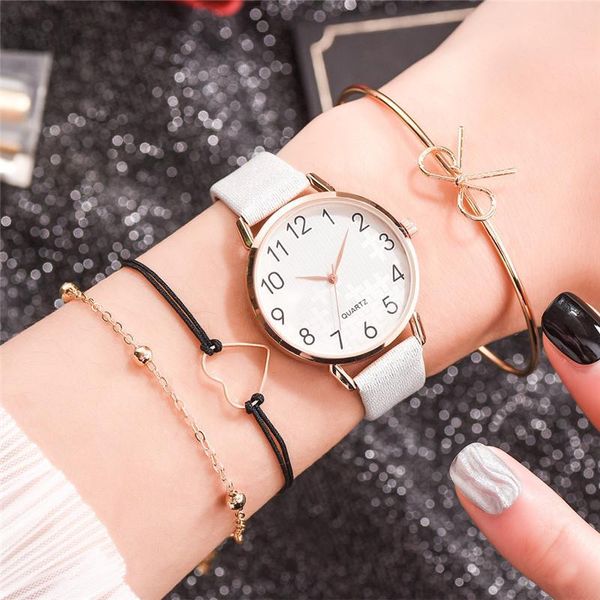 

wristwatches women fashion white watch quartz leather ladies 2021 brand simple number dial woman clock montre femme, Slivery;brown
