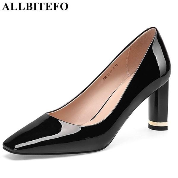 

dress shoes allbitefo brand genuine leather woman high heel spike heels quality ladies girls early spring, Black