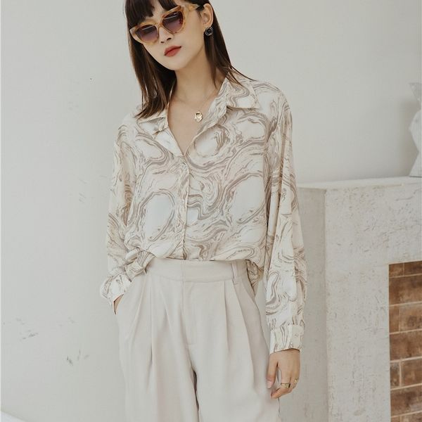 

women's two piece pants chiffon tie dye long sleeve blouse loose button up collar shirt japanese clothes fall clothing wnf0, White