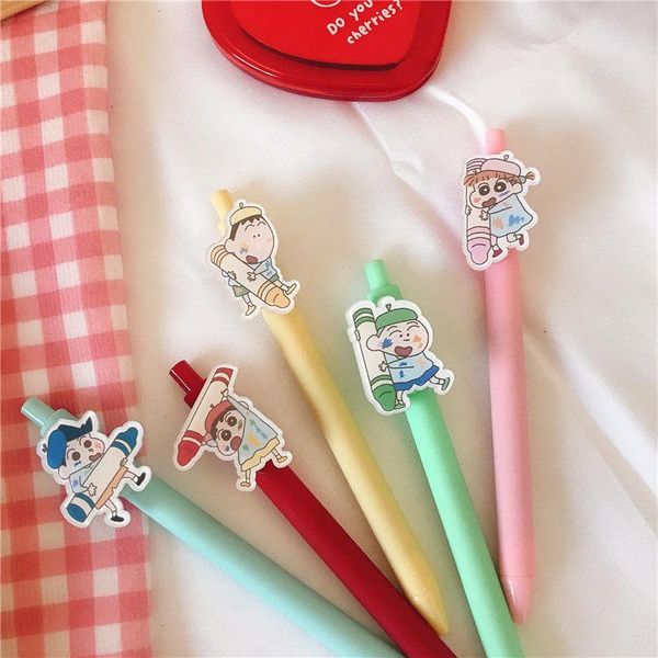 

gel pens 5pcs/set anime crayon erasable pen kawaii 0.5mm black ink for kids gift school supplies stationery