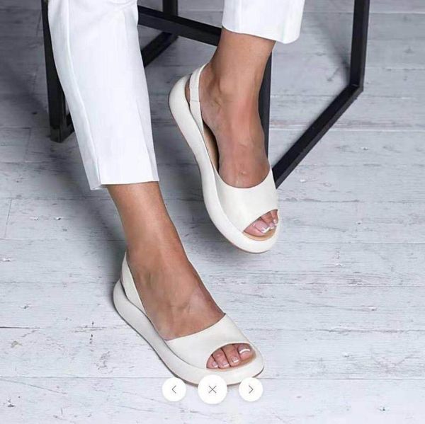 

sandals 2021 women's fish mouth elastic wear-resisting low shoes summer open toe lady casual female fashion wedges, Black