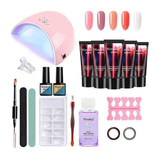 

nail gel yinkiz 15ml poly set for extension finger quick building 15 colors polygels extensions acrylic polish, Red;pink