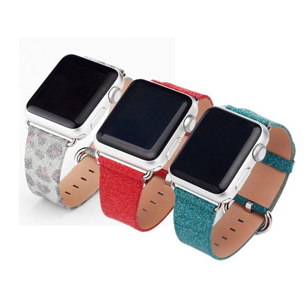 

watch bands bling leather strap band 42mm/38mm watchband bracelet wrist belt series 3/2/1 christmas gift, Black;brown