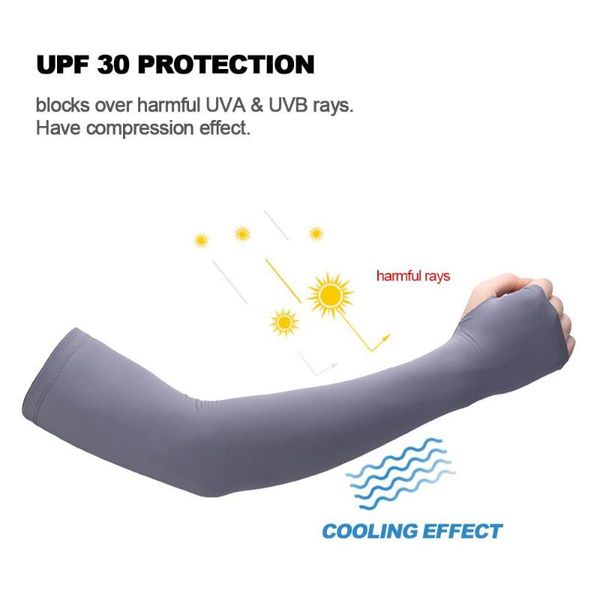 

elbow & knee pads men and women summer uv protection cooling sleeves sun-protection arm outdoor cycling hiking ice silk breathable, Black;gray