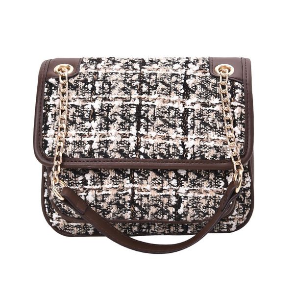 

designer travel luggage bag shoulder bag designer clutch fashion patchwork color tweed crochet plaid women chain duffle bag purse