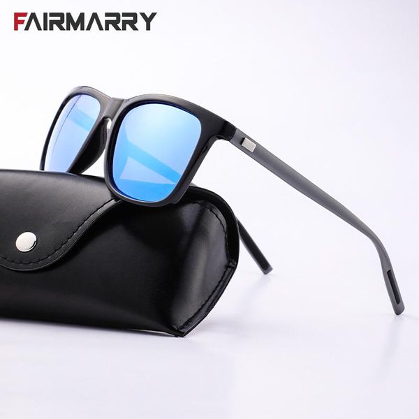 

sunglasses fairmarry classic al-mg polarized for women cool colorful coated sun glasses men rectangle eyewear uv400, White;black