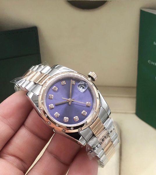 

women's watch 31mm 2813 movement 316 steel ring mouth inset with small diamonds high strength anti-scraper mirror fashion sports series, Slivery;brown