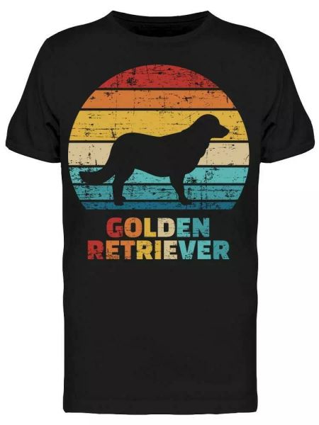 

golden retriever silhouette tee men's -image by shutterstock, White;black