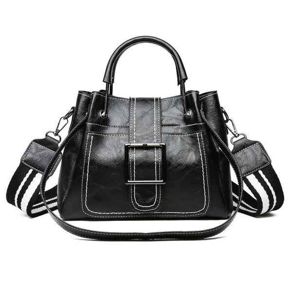 

cross body 2021 korean retro bucket bag wide shoulder strap messenger handbag