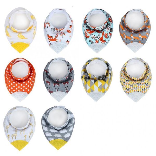 

bibs & burp cloths baby teether cotton infant feeding towel cartoon newborn girls/boys toddler triangle scarf bandana cute 4epz