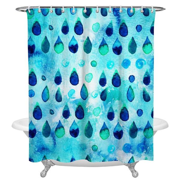 

autumn theme blue water drop watercolor shower curtain home decoration bathroom item waterproof curtains