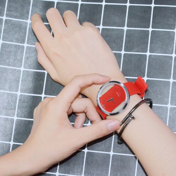 

designer watch brand watches luxury watch student art female student lovely korean version simple trend transparent strap harajuku style me, Slivery;brown