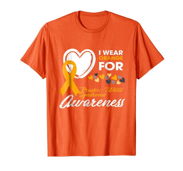 

i wear orange prader-willi syndrome awareness disease tee, White;black