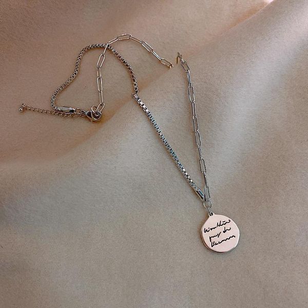 

chokers light luxury niche design sense pendant necklace lady ins collarbone chain cool hip hop hoodie sweater accessories, Golden;silver