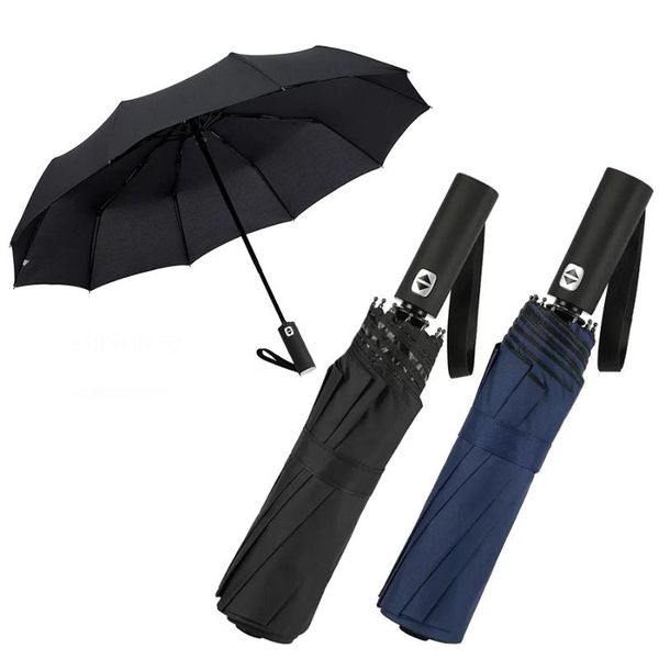 

umbrellas automatic umbrella women 105mm pongee three folding big rain men wind resistant portable travel paraguas