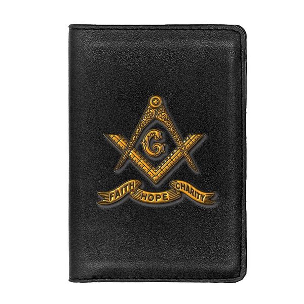 

card holders classic faith hope charity masonic passport case personality leather men women travel id holder cover gift, Brown;gray