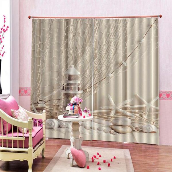 

curtain & drapes modern home decoration curtains 3d starfish shell lighthouse fishnet po for living room window